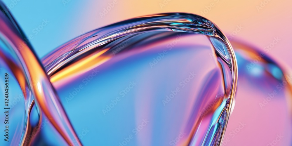 Poster Chromatic Fluid Dynamics Abstract Glass Sculpture on Gradient Background - Innovative Art Content and Contemporary Interior Design Visualization