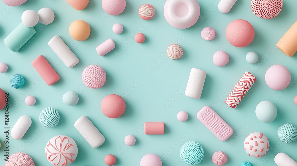 Aufkleber colorful geometric shapes and patterns on soft background for modern design and creative projects