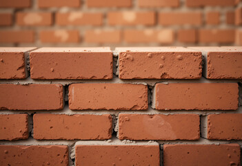 Obraz premium Red brick wall texture with slightly uneven surface details