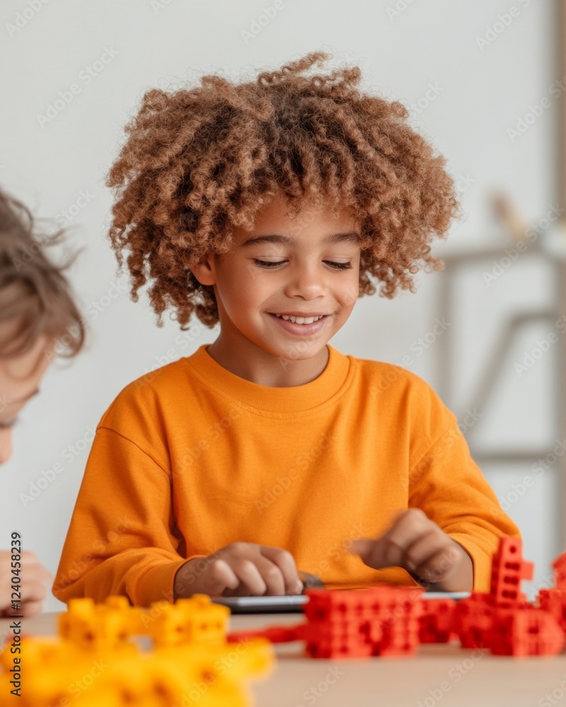Aufkleber vibrant stem creativity diverse kids in cozy classroom assembling robotics with tablets - edtech eng