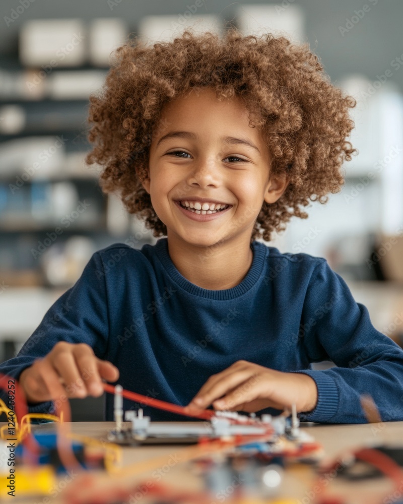 Fototapete vibrant robotics learning multicultural kids engaged with diy kits in tech-forward classroom - enhan