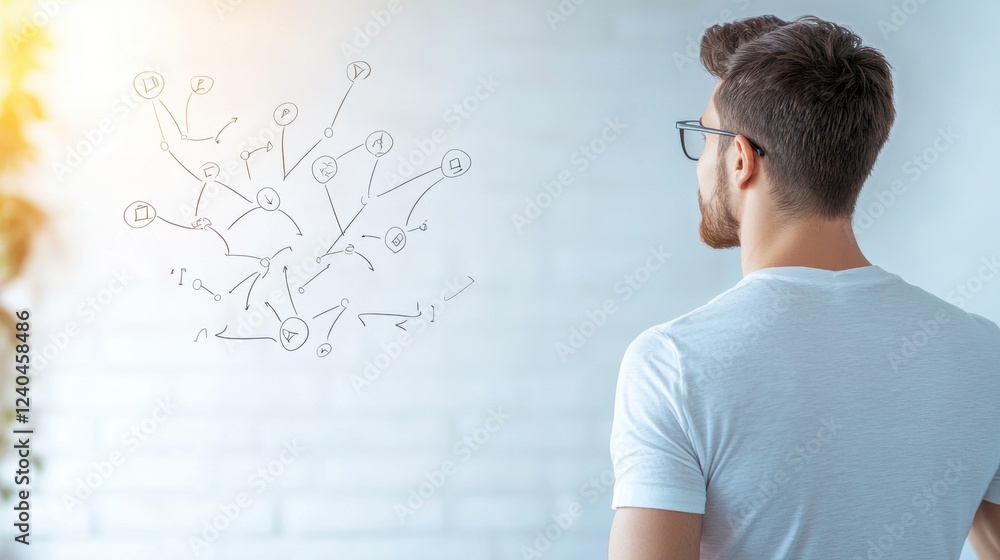 Poster structure flowchart mind map business presentation featuring a digital mind map, highlighting differ