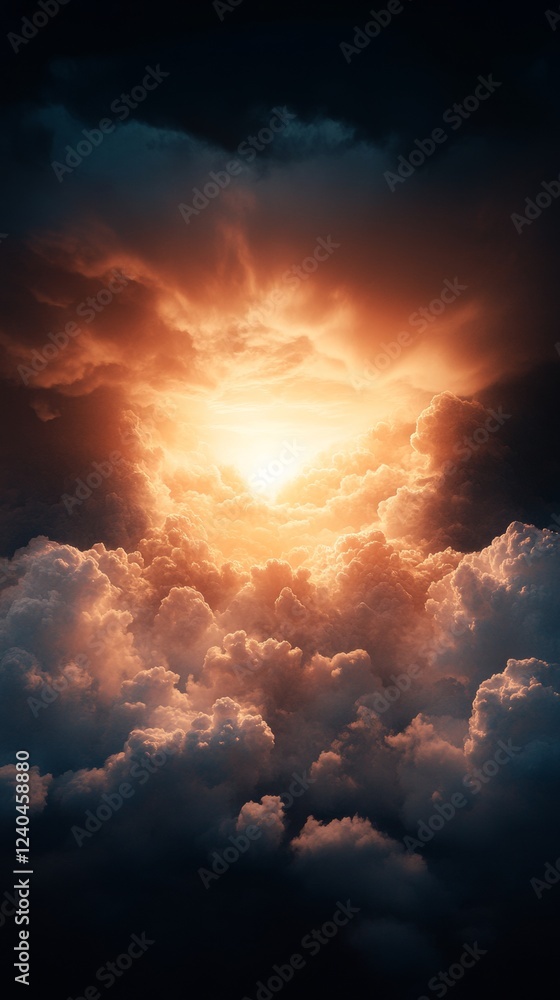 Poster Dramatic Cloudscape Visualization Vibrant Digital with Atmospheric Textures for Professional Weather Forecasting and Tech-Driven Climate Solutions