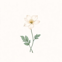 Fototapeta premium Solitary Elegance Single Yellow Flower Minimalist Watercolor Style