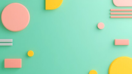 Colorful Geometric Shapes on a Soft Mint Background for Creative Design and Art Projects