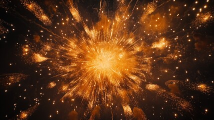 Fototapeta premium Golden Fireworks Explosion at Night
