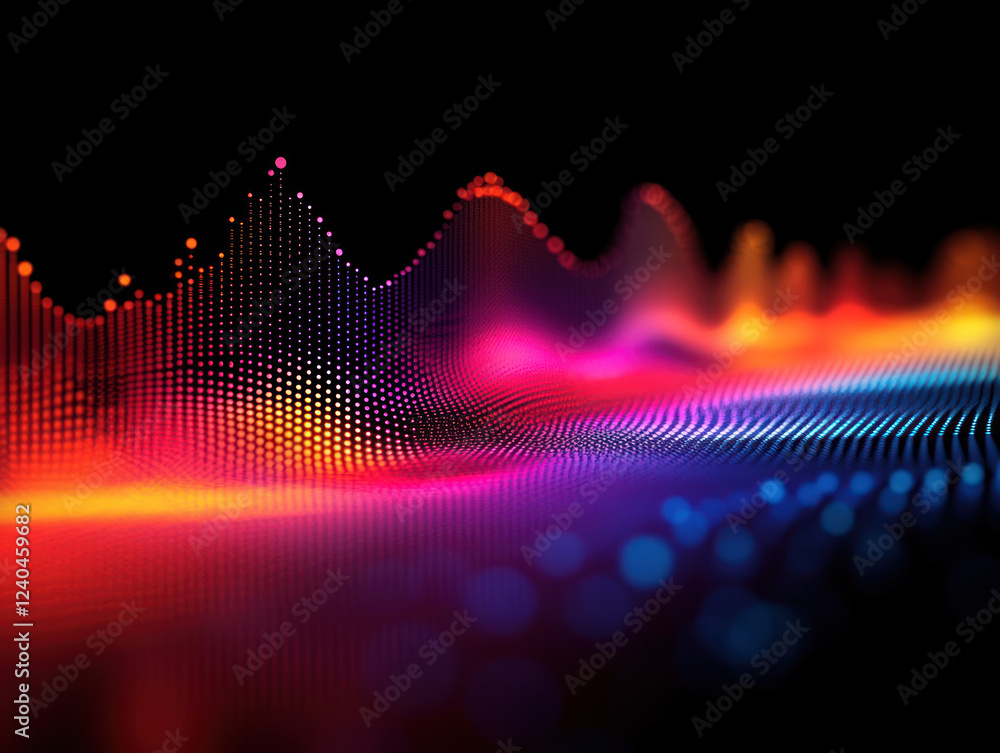 Aufkleber an abstract digital composition reminiscent of the visualization of sound waves or data.