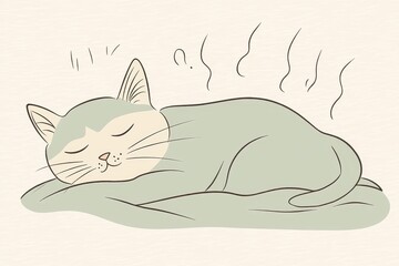 A Cozy Cat Sleeping Peacefully On A Soft Cushion