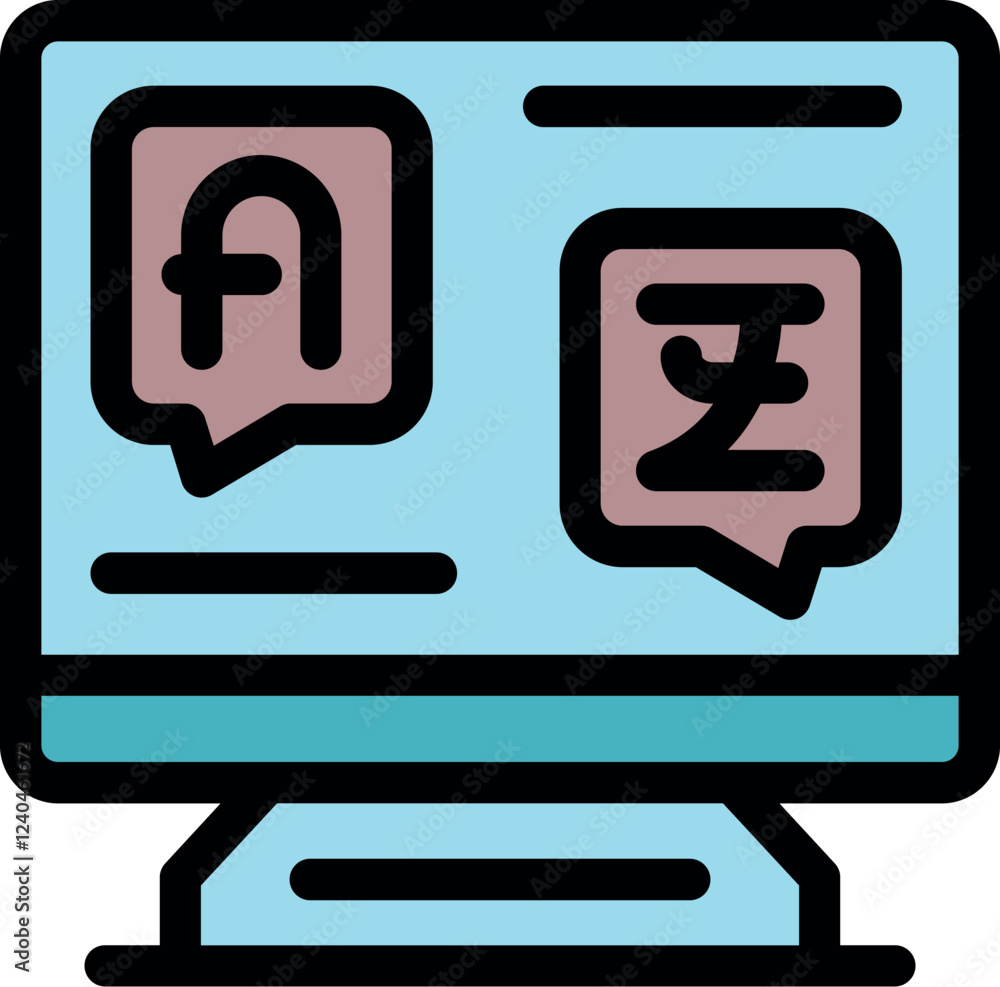 Poster online language translator software translating english and chinese on a desktop computer screen, pr