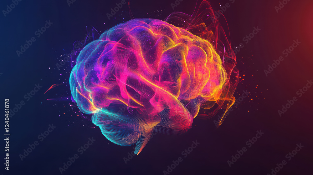 Poster colorful abstract representation of mind in motion, showcasing vibrant hues and dynamic patterns tha