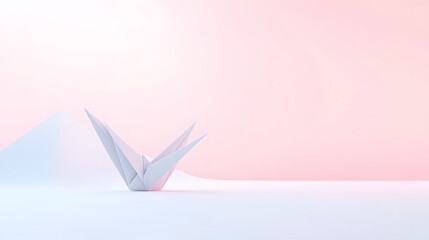 Naklejka premium Pastel Origami Crane Minimalist Art Background