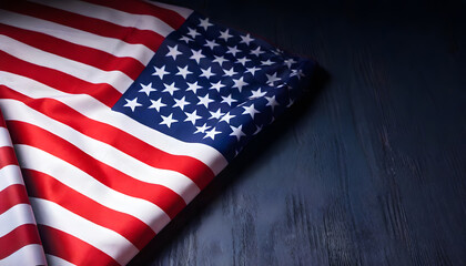 Wrinkled American Flag on Black Background &ndash; Dramatic 4th of July Patriotic Design for Social Media, Advertising, Print, and Independence Day Decor Textured Vintage-Inspired USA Flag Isolated