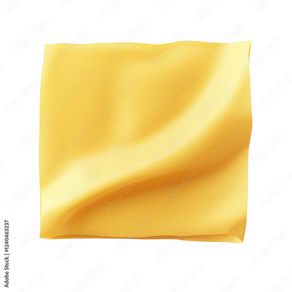 Leinwandbilder a digitally rendered image of a single square of yellow cheese with soft folds and shadows.