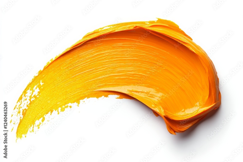 Aufkleber bright orange paint stroke showcases smooth texture and vibrant color on a clean background in an ar