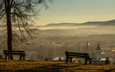 Panorama Skoczowa ze wzgórza Kaplicówka.  © mycatherina