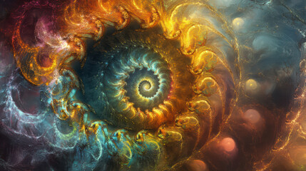 colorful spiral representing journey of self discovery, blending vibrant hues and intricate patterns that evoke sense of wonder and exploration