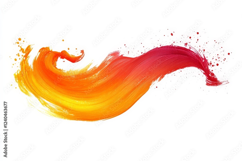 Poster vibrant streak of orange and pink paint flowing elegantly across a white canvas creating a dynamic a