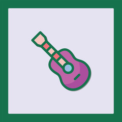 Vibrant Flat-Design Acoustic Guitar Icon Illustration