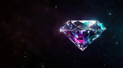 Iridescent Gemstone in Cosmic Space