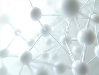 Abstract background with a close up photo of a metal molecule structure over light grey background, clean and clear. The structure of the molecule is visible, showcasing the bonds between the atoms