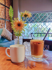 Vietnamese white coffee on the table