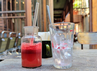 Water melon juice on the table