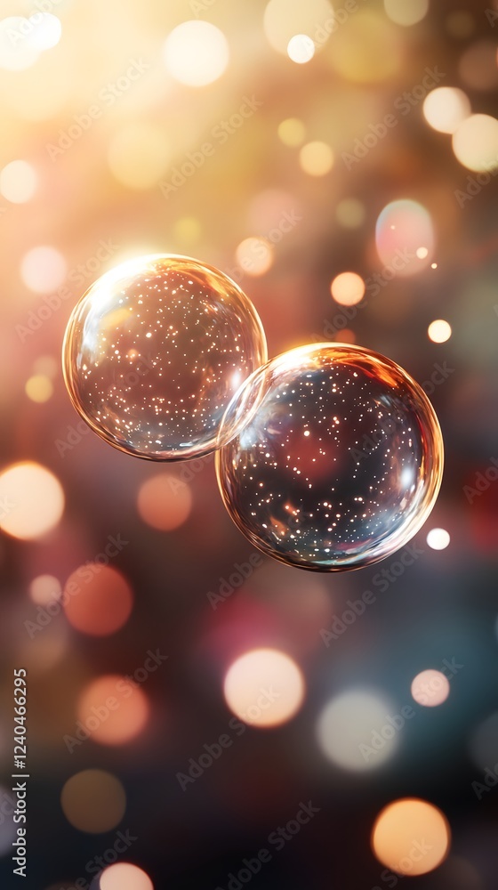 Poster abstract sparkling bubbles glowing light bokeh background