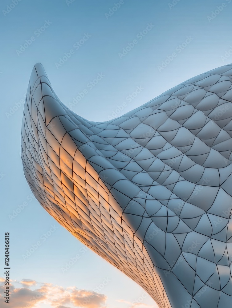 Poster parametric solar panel surface geometric elegance in clean energy architecture - innovative design a