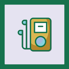 Retro MP3 Player Icon Design with Earbuds