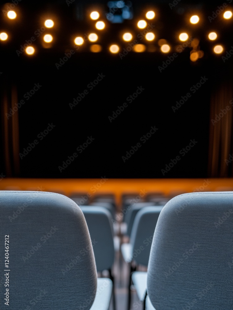 Aufkleber contemporary theater event setup modern upholstered seating in auditorium with dynamic lighting - en