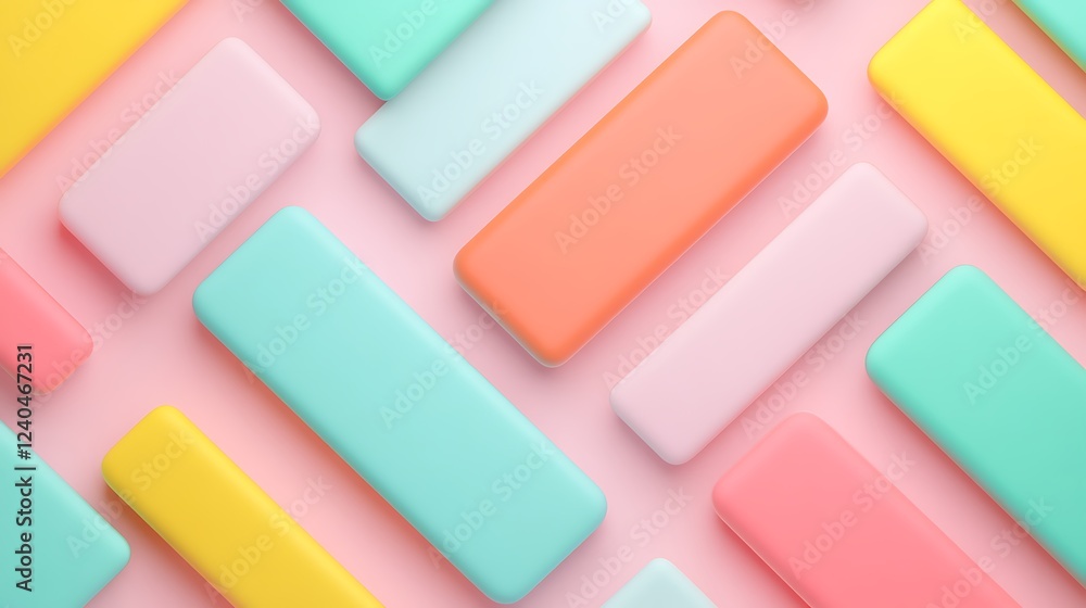 Aufkleber colorful minimalist composition of rectangular bars on a soft pink background for design and artisti