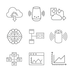 technology icon set line art illustration on white background 