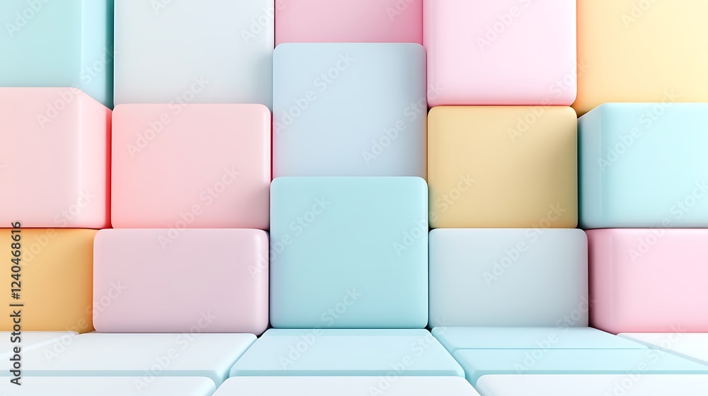 Poster colorful pastel blocks arranged in a modern abstract background for artistic and creative concepts