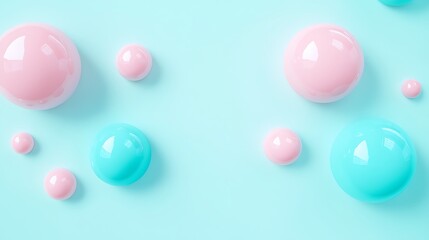 Colorful Pastel Bubbles on a Soft Blue Background for Creative and Playful Design Projects