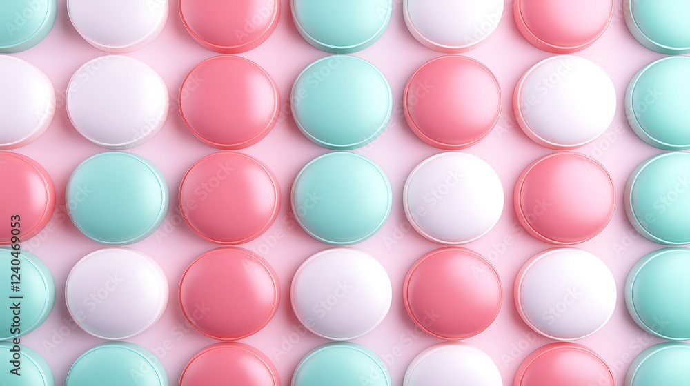 Poster colorful pastel buttons in smooth uniform pattern for creative background or design use