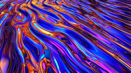 Vibrant abstract background featuring iridescent, flowing waves of blue, purple, and orange.  Perfect for digital art, website design, or any project needing a futuristic, dynamic feel.