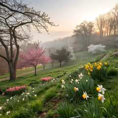 "Spring Serenity - A Peaceful Blossom Landscape"