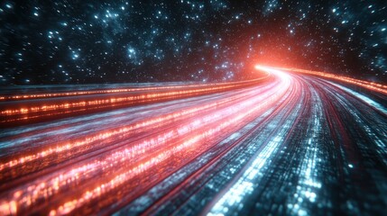 Obraz premium Cosmic Data Stream Highway to Innovation