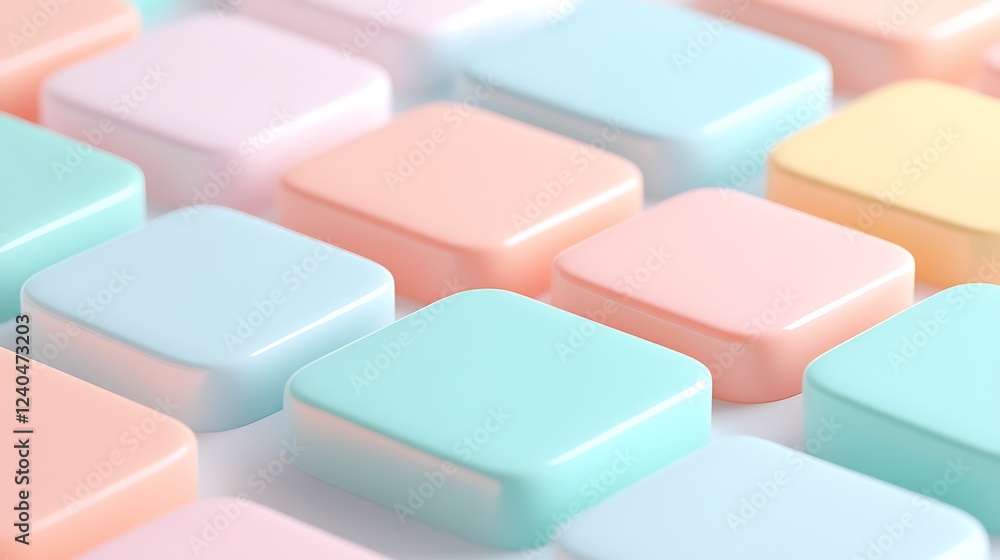 Poster colorful pastel square shapes arranged in a creative pattern for background or design use