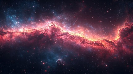 Obraz premium Cosmic Nebula Fiery Red Emission, Starry Background