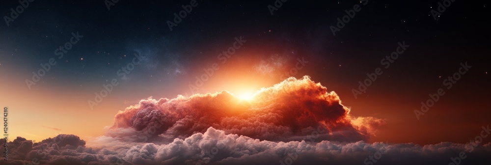 Poster abstract cosmic cloudscape atmospheric gas and dust visualization - artistic space imagery for moder
