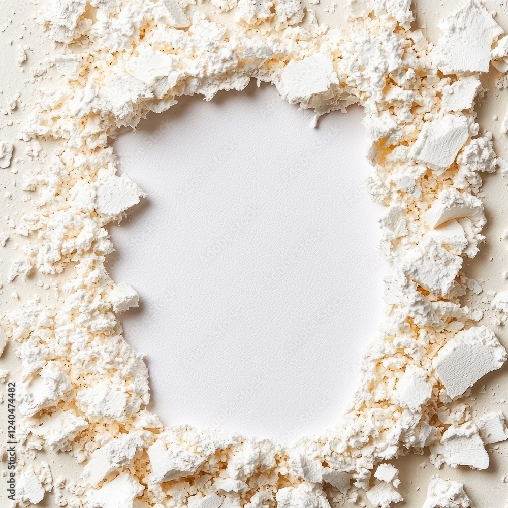 Aufkleber White Crumbled Texture with Empty Center Space for Creative Design and Artistic Background Purposes