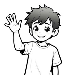 An illustration of a boy waving his hand to say hello
