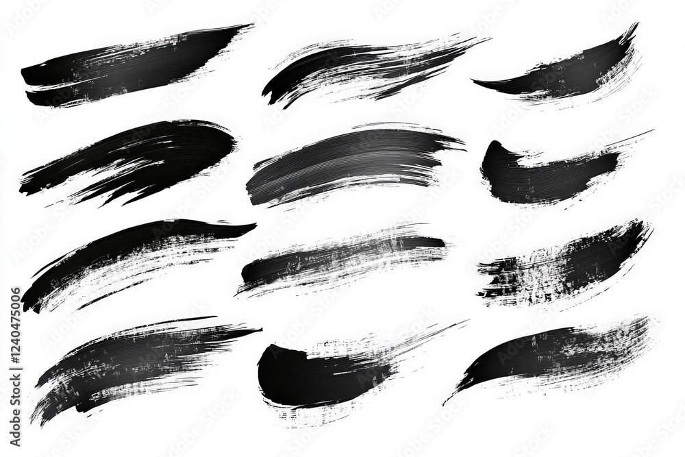 Aufkleber brush strokes showing various textures and styles ideal for artistic design and illustration