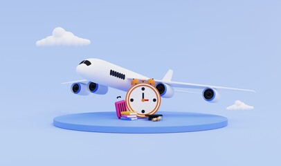 Concept: It's time to travel to study abroad. 3D illustration.