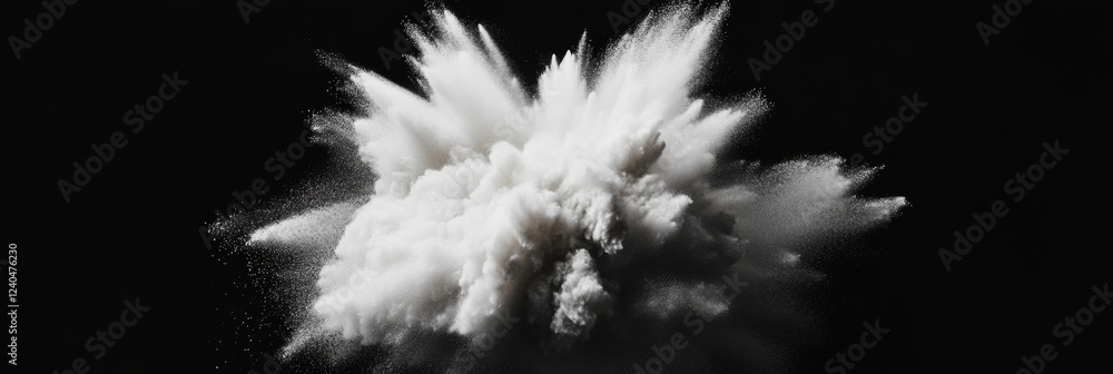 Aufkleber dynamic powder burst visual high-contrast freeze-frame of particle dispersion for culinary marketing