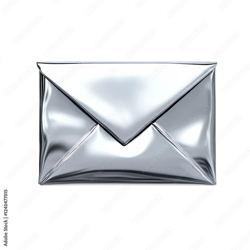Poster the image shows a highly polished silver envelope, suggesting digital communication or a modern mess