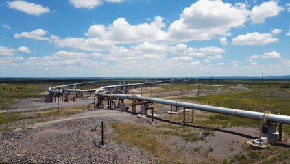 Aerial view of pipeline infrastructure across a landscape