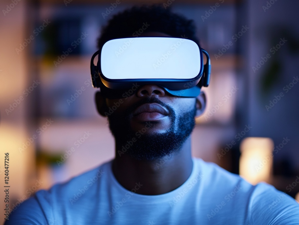 Aufkleber immersive reading nook modern vr experience for professionals in digital home office - evening tranq