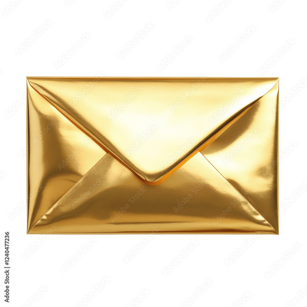 Poster The image shows a single, closed gold envelope with a shiny metallic surface set against a plain black background.
